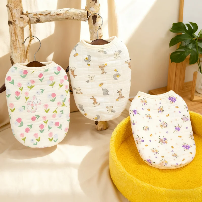 الشتاء مبطن الكلب سترة معطف أزياء لطيف الكلب الملابس لينة القطن جرو سترة سترة الكرتون طباعة القط أسفل سترة ملابس الحيوانات الأليفة #1