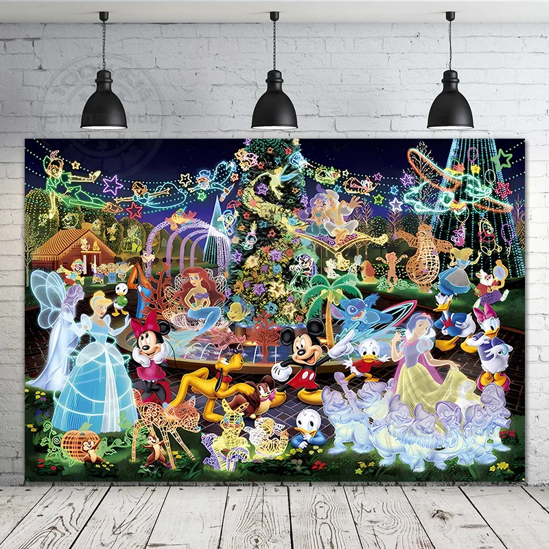 Disney Princess Minnie Mickey Winnie Lion King Photography Background Fairy Tale Castle Kids Birthday Party Backdrop Customized