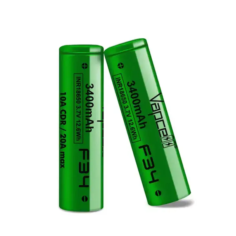 Original Vapcell F34 INR 18650 Battery 3400mAh Capacity CDR 10A Max 20A 3.7V Lithium-ion Battery For VapeMod Battery Pack Toys