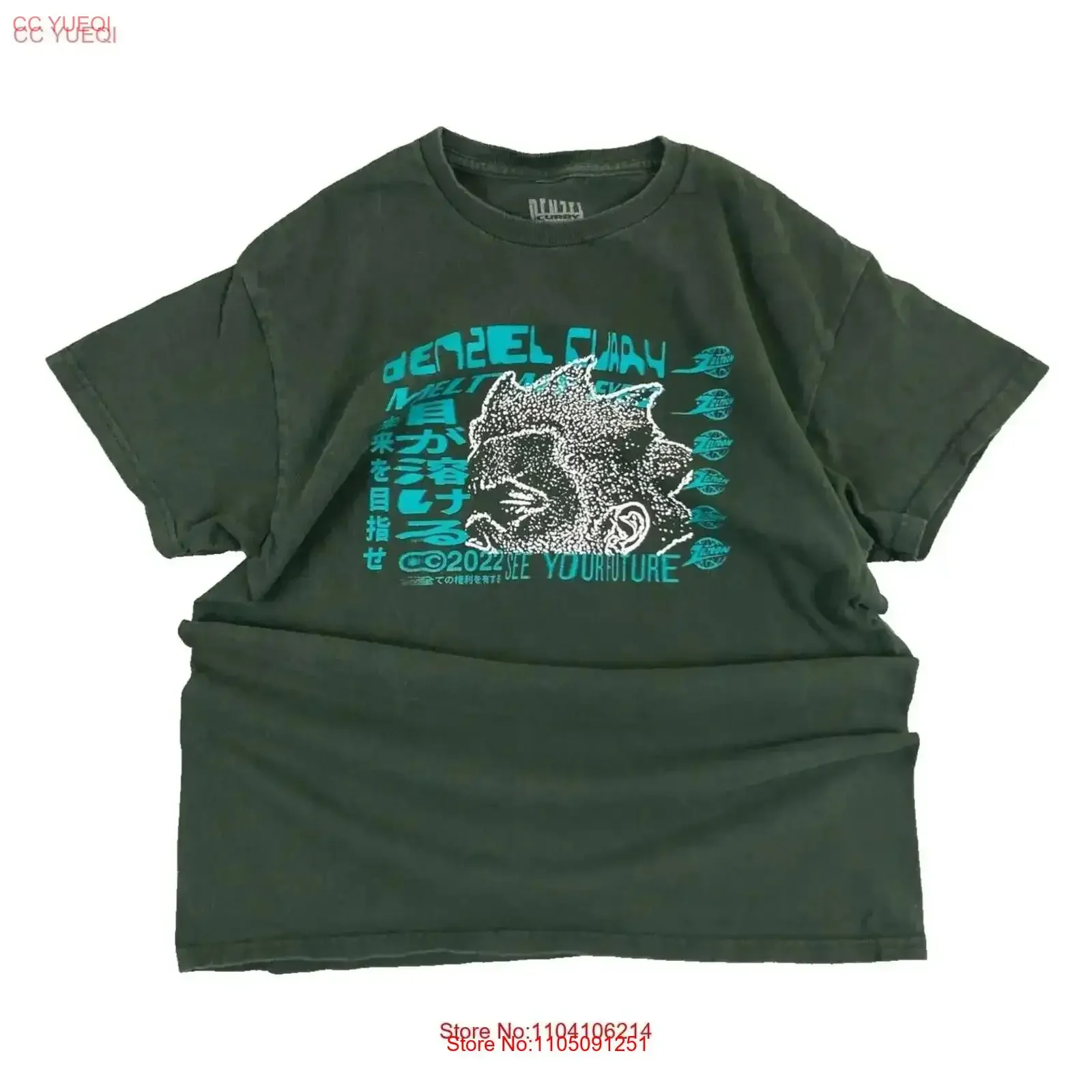 Denzel Curry See Your Future camiseta para hombre banda de Rap media verde Hip Hop Punk vintage lavado transpirable moda vintage lavado