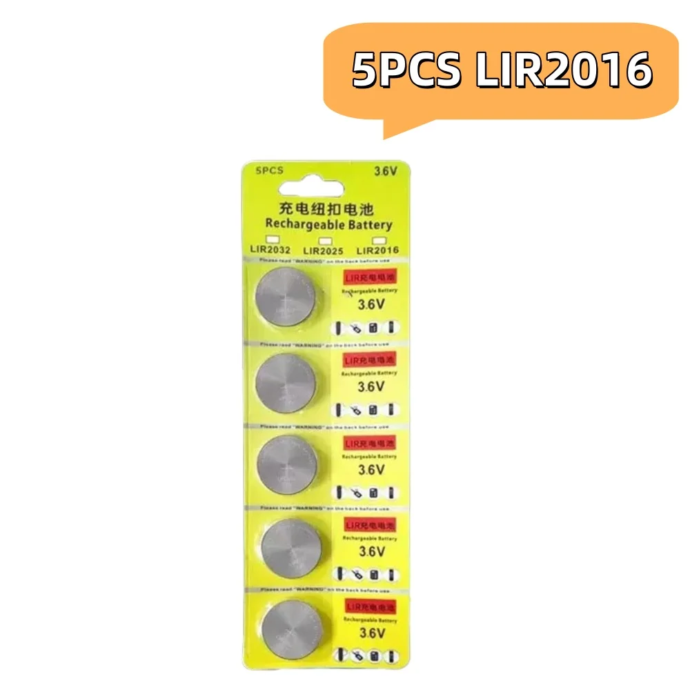 Rechargeable 3.6V LIR2032 LIR2025 LIR2016 CR2032 CR2025 CR2016 Button Coin Cell Batteries for Watches, Pack of 2-5PCS view 6