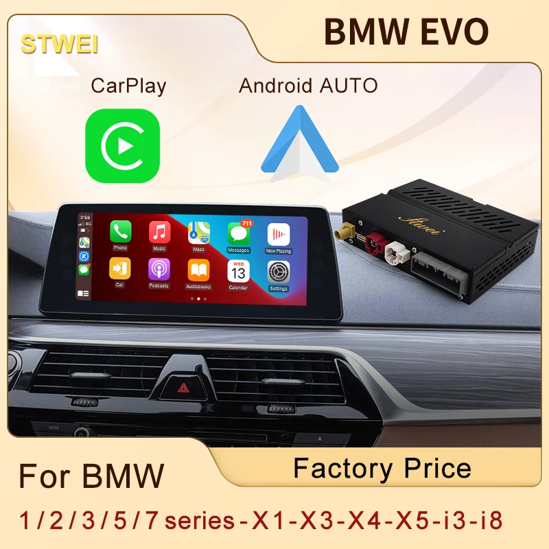 Kabelloses CarPlay für BMW EVO 1 2 3 5 7 Serie X1 X3 X4 X5 i3 i8 2016-2021 Car Play Android Auto Spiegelung Front- und Rückkamera