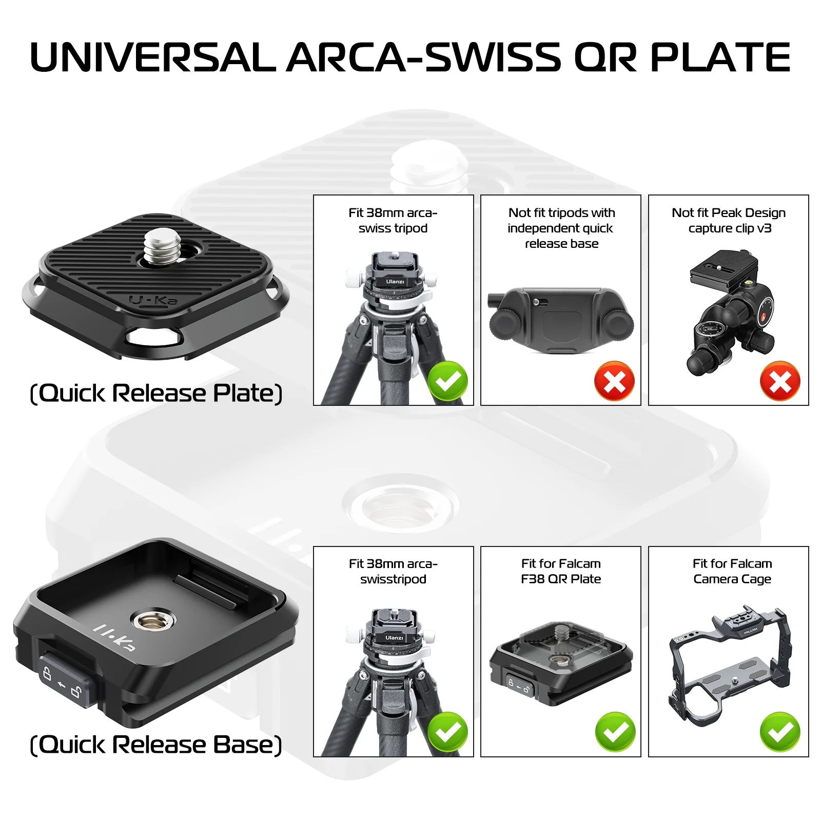 Ulanzi UKA01 Uka Universele DSRL Camera Gimbal Quick Release Kit Arca-Swiss Quick Switch Statief Slider Mount Adapter ondersteuning F38