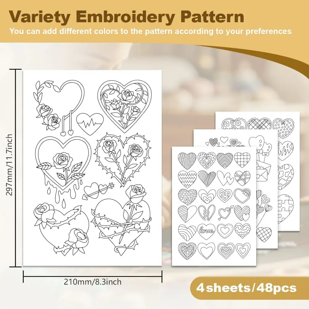 Heart Stick and Stitch Embroidery Papers Designs Water Soluble Stabilizer for Embroidery Patterns Transfers Sewing