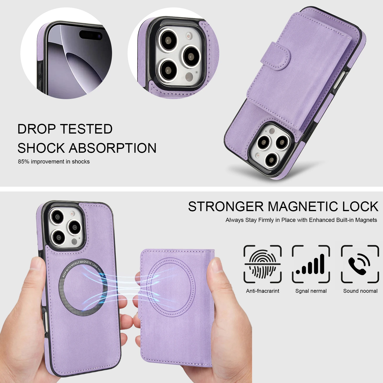 Magnetic 2 in 1 Detachable Zipper Cards Solt Case For iPhone 16 Pro Max 15 Plus 14 13 12 11 SE 2024 Bag Wireless Charging Cover