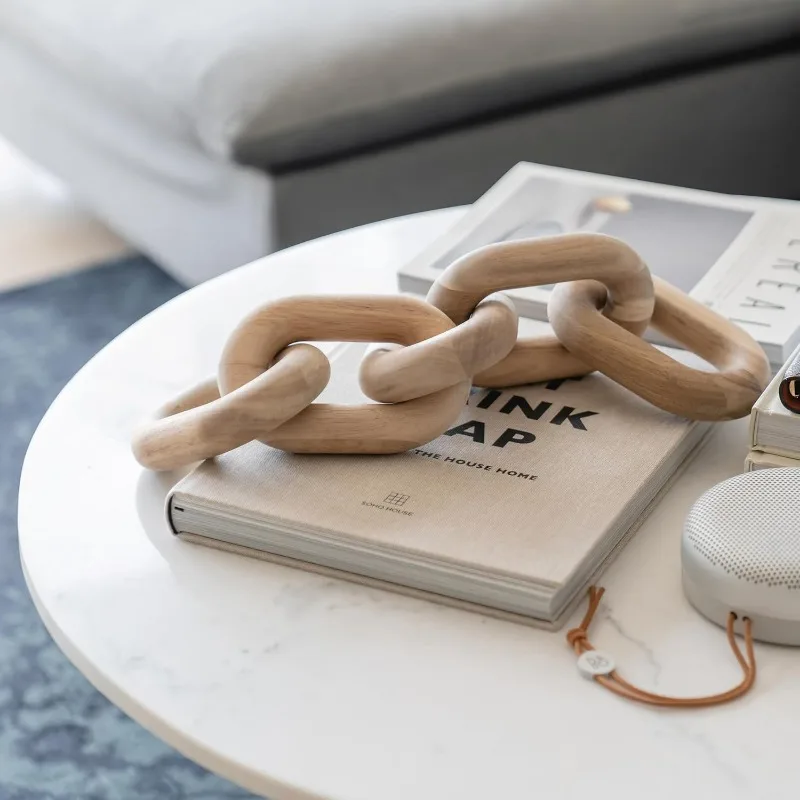 

Pine Wood Five Ring Chain Wooden Decoration Handmade Craft Wood Link Ornament