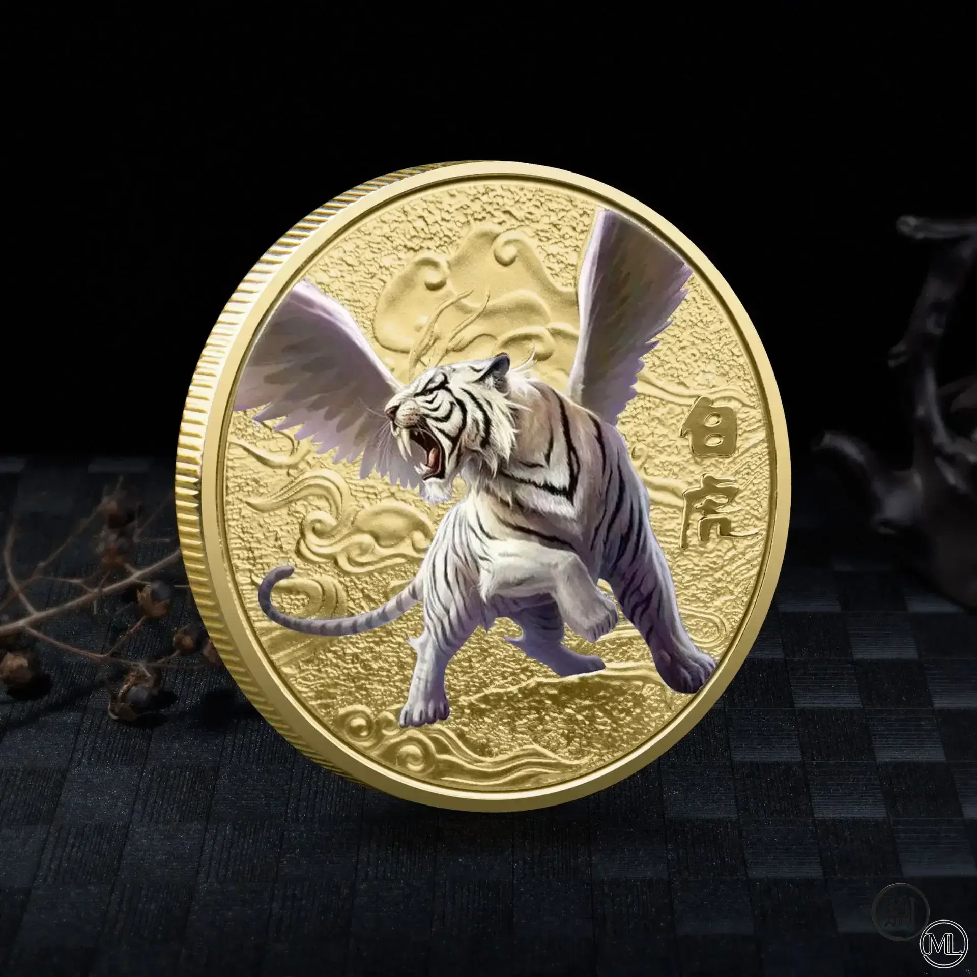 Chinese Mythical Beasts Coins Collectibles Dragon Coin Tiger Suzaku Zodiac Tai Chi Commemorative Medal Luck