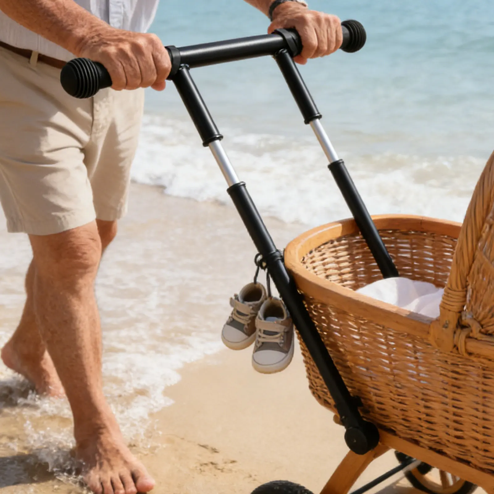 Metal Stroller Handlebar Extenders Tall People Inch Compatibility Height Adjustment T-shape Ergonomic Grip Build