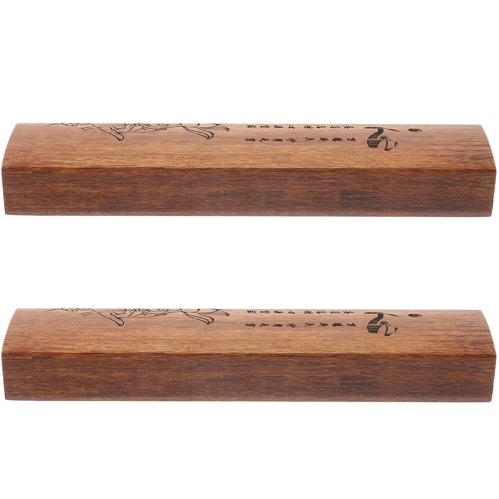 2 Pcs Wooden Ruler Paper Weight Paperweight Decor Tools Chinese Calligraphy Weights Student