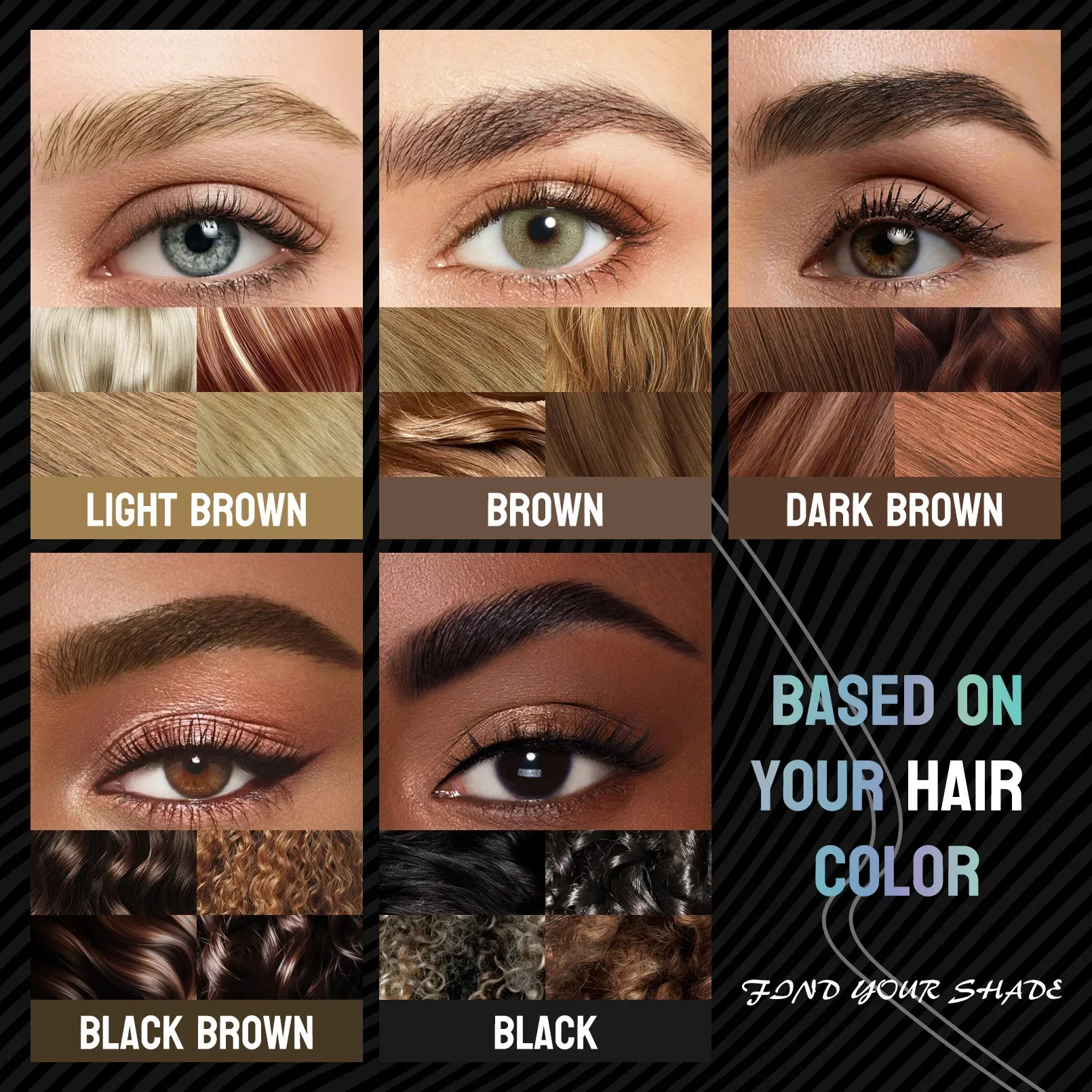 Double Headed ดินสอเขียนคิ้ว Brow สีดําธรรมชาติคิ้ว Enhancers กันน้ํายาวนานสวมใส่ง่ายแต่งหน้าตาปากกา 2-TIP