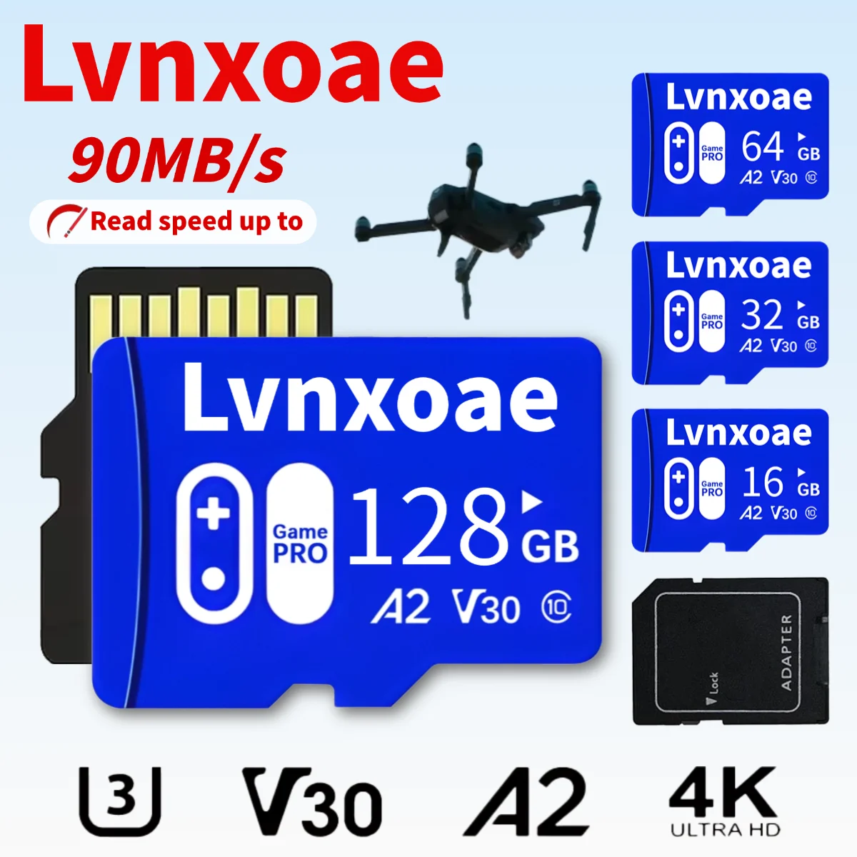 Micro Memory Card 128 ГБ 64 ГБ SD-карта A2 V30 U3 Высокоскоростная C10 TF флэш-карта 32 ГБ 16 ГБ для телефона Камера для Xiaomi для sony