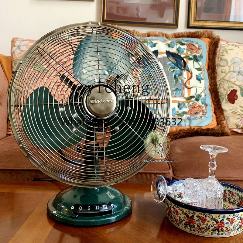 FS2 metal nostalgic floor fan vertical retro fan European antique electric fan copper plating