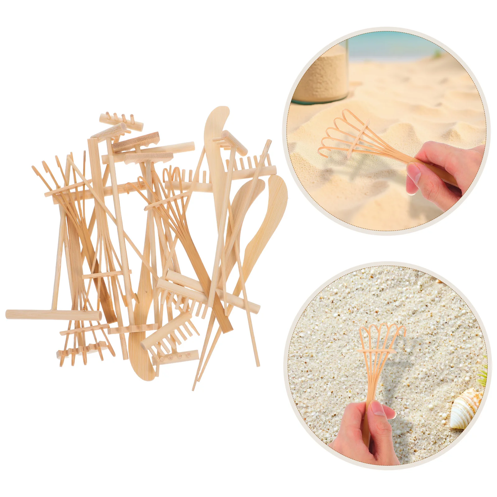

Garden Rake Tools Mini Zen Kit Sand Rakes Household Miniature Accessories Stamp Bamboo for Gardening