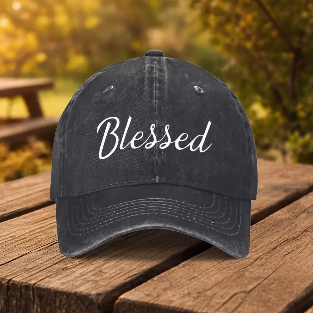 Blessed Letter Print Baseball Cap, Unisex Fashion Duckbill Hat, Suitable for Outdoor Sports Fitness Travel And Outings, Multi-Co