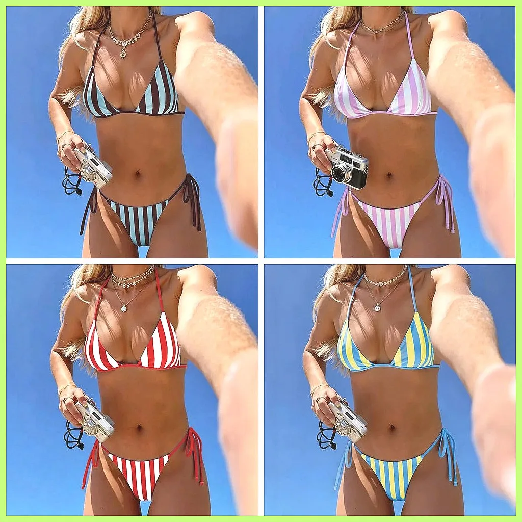 2026 New Striped Push Up Bikini Set | Sexy Brazilian Swimwear for Women | Beach & Pool Bathing Suits