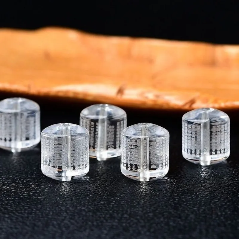 5A White Crystal Heart Diameter Barrel Beads Carved  Sutra Full Text Handmade DIY Jewelry Accessories