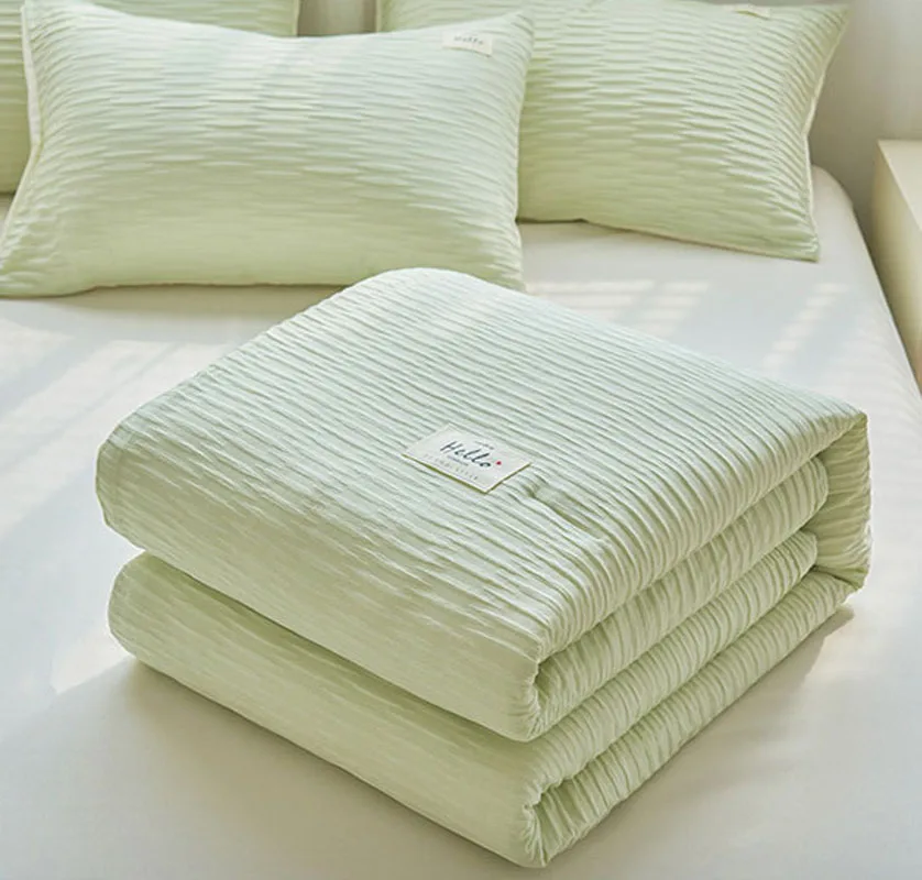 Summer Washed Cotton Thin Quilt Breathable And Cool Quilt Single Double Large Solid Color Seersucker Air-Conditioned Quilt
