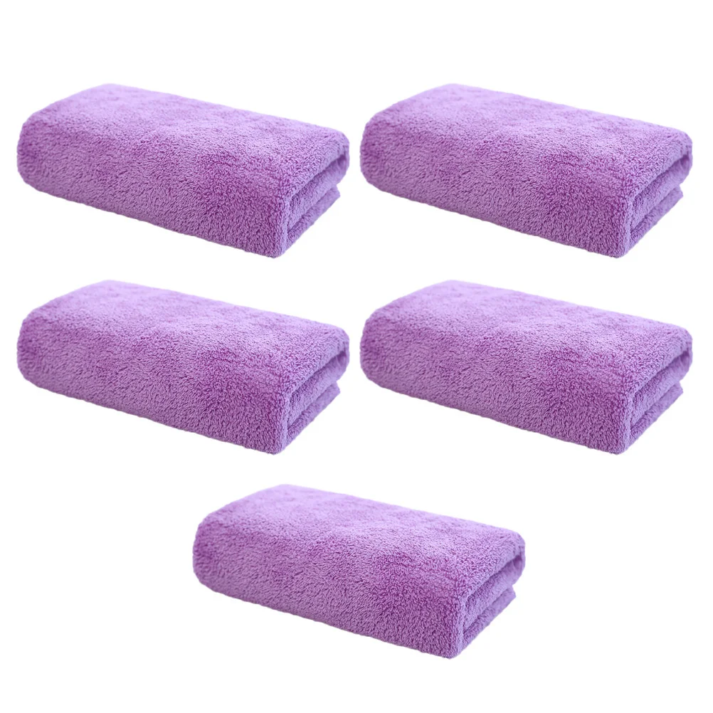 

5Pcs Machine Washable Microfiber Face Wash Towel Bright Color Washcloth for Women Purple Facial Towel Washcloth