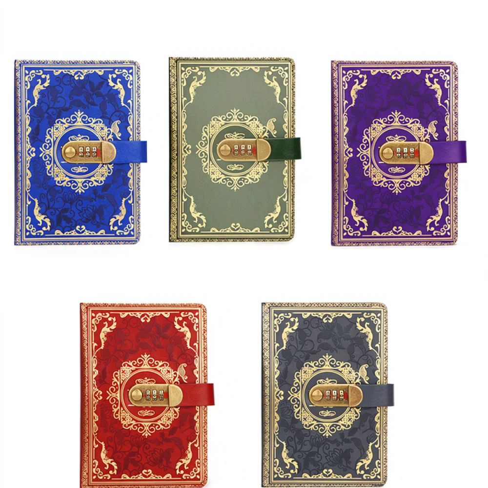 A5 Password Diary With Code Lock Retro Style Planner Notebook Secret Journal For Work Study Office Stationery Gift