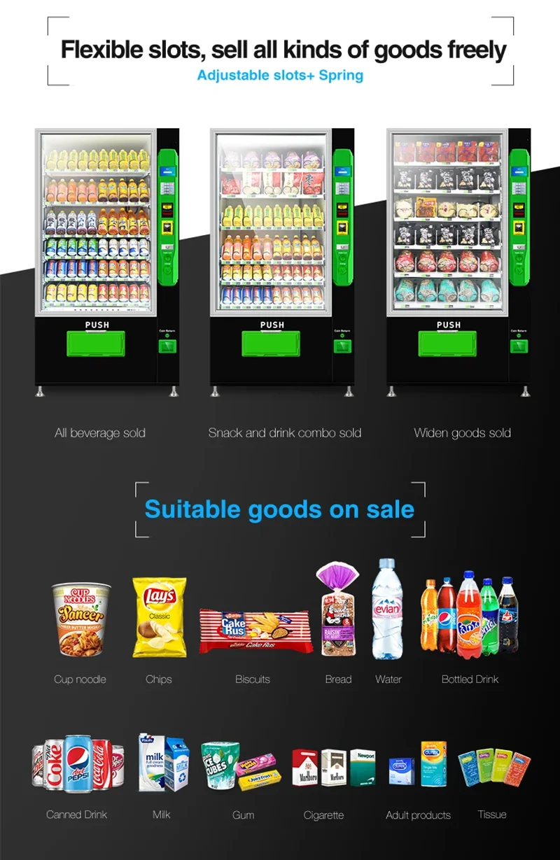 Europe 2024 New Trend Digital Vending Machine for Drinks and Snacks Chips Soda Beer Beverage Vending Machine with Cooling System