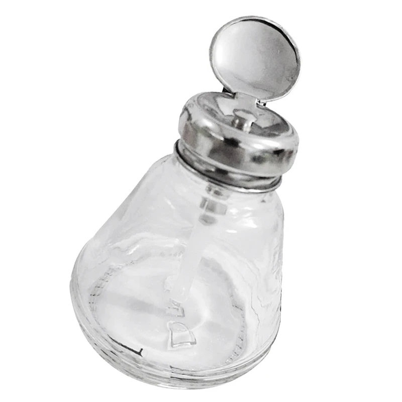 2025-3X Empty Nail Polish Makeup Remover Pump Dispenser Glass Push Down Press Bottle