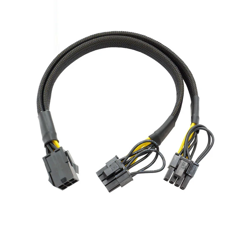 

Nylon PCI 6/8Pin Female to Dual Male 8 (6+2) Pin PCIE Extension Cable VGA Graphic Video Card GPU Adapter Power Supply Splitter
