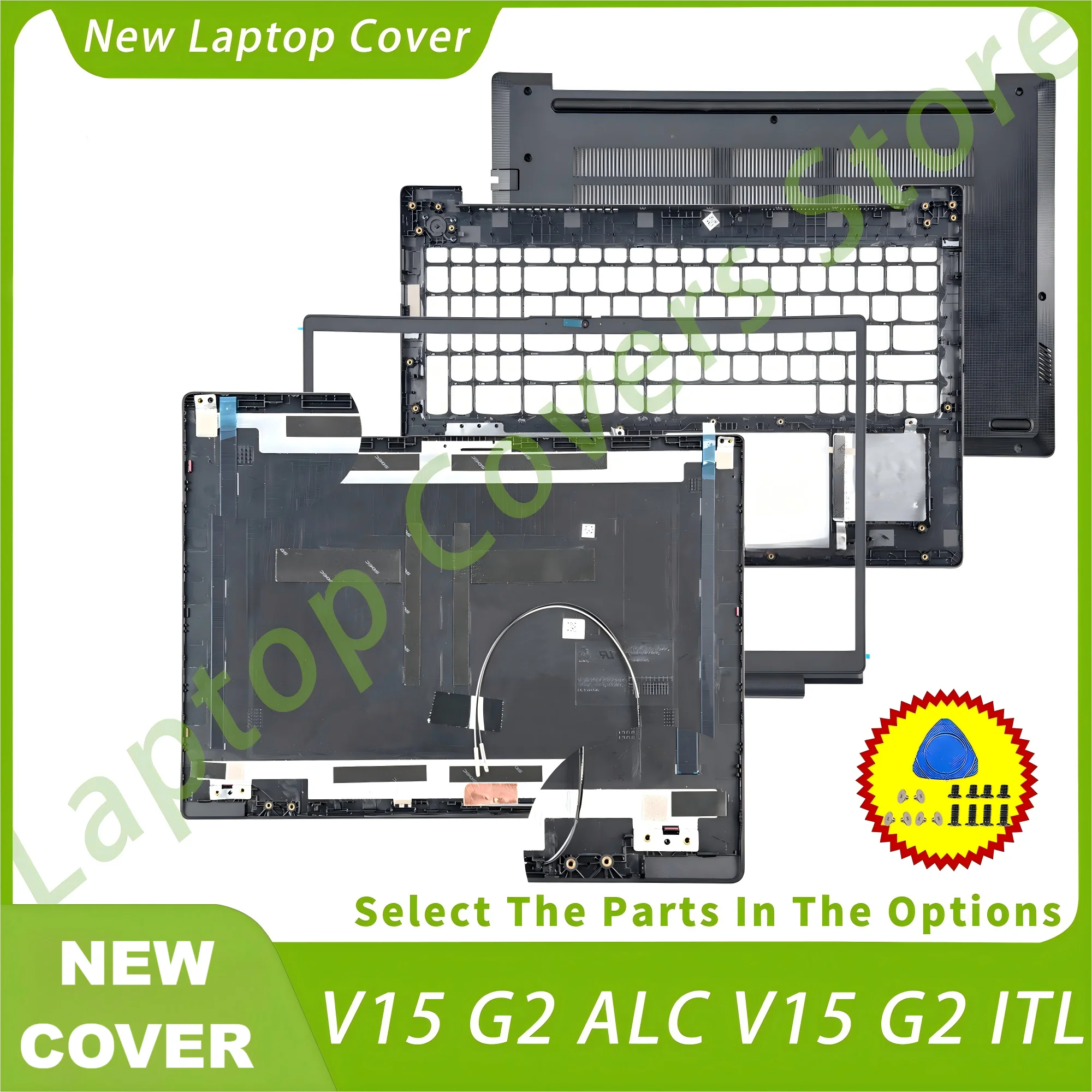 

Top cover For V15 G2 ALC V15 G2 ITL LCD Back Cover Front Bezel Palmrest Bottom Case Hinges Touchpad Replace Black AP21S000A00