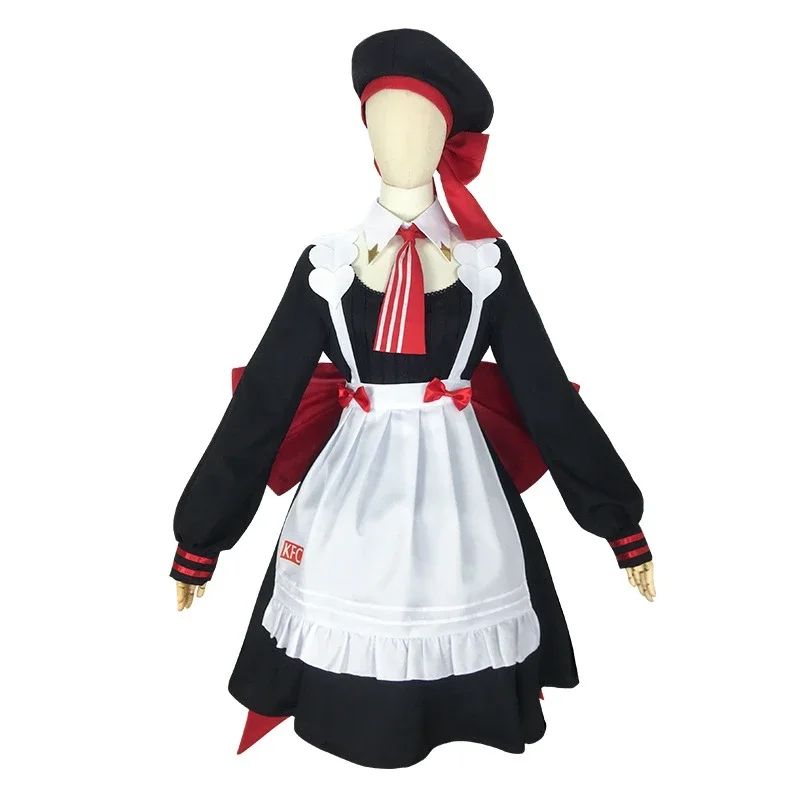 Genshin Impact Noelle Cosplay Traje para Mulheres, Traje de Empregada, Vestido Lolita, Uniforme Menina JK com Chapéu, Roupa