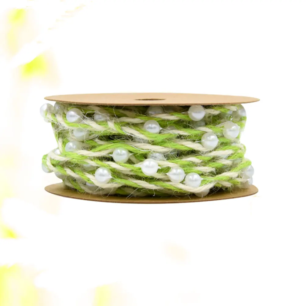 

5M Round Bead Ribbon Roll Hemp Cord Craft Band For Wedding Gift Wrapping Home Diy Decorations Light Green Durable Reusable