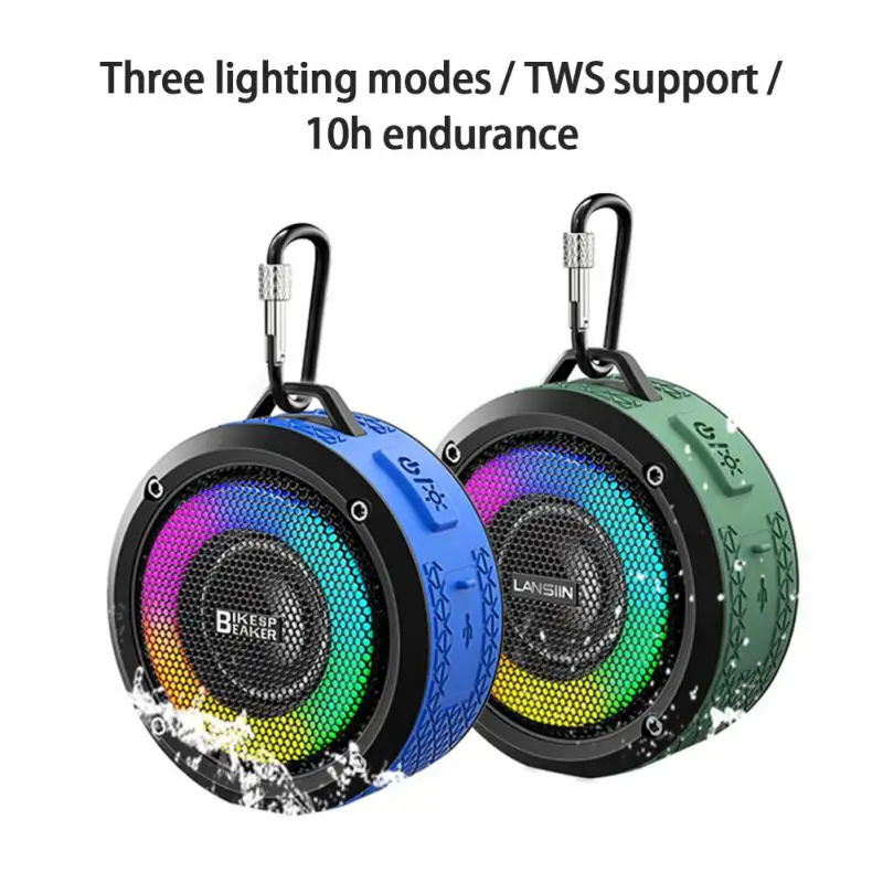 2023 Outdoor Riding Waterproof Bluetooth-compatible Wireless Speaker RGB Colorful Luminous High-power Subwoofer Speaker