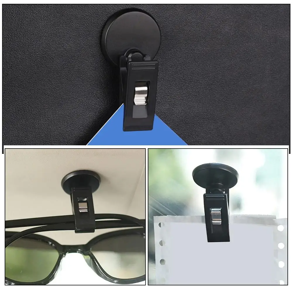 2 Pcs Car Ticket Holder Multipurpose PVC Adhesive Cup Clamp for Cards Access Parking Permits Storage Organizer Compact