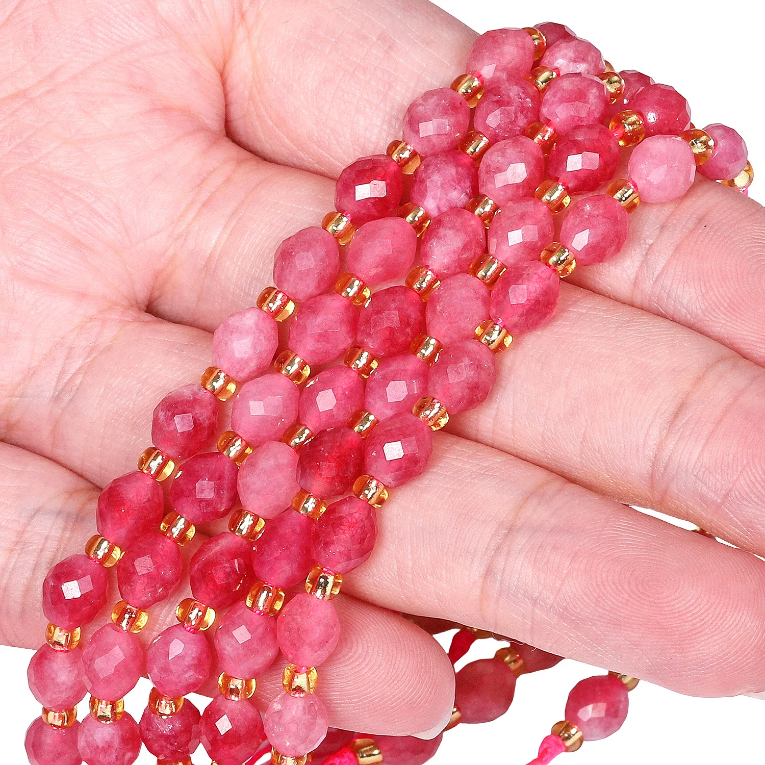 الأوجه 5x6 مللي متر الوردي التورمالين اليشم حجر الخرز البيضاوي الشكل الخرز لصنع المجوهرات سوار ذاتي الصنع الديكور اكسسوارات