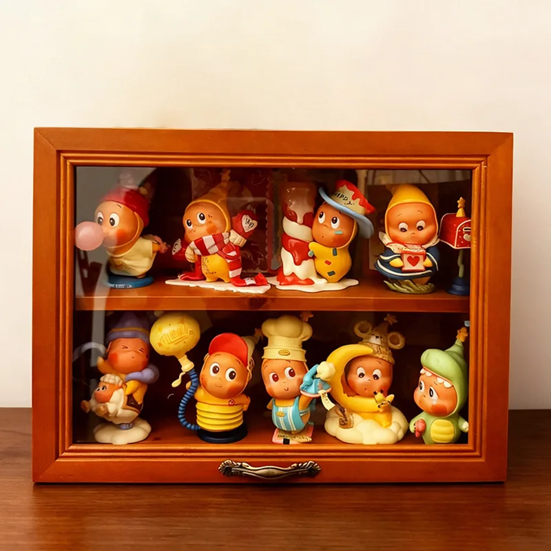 Closed Dust-proof Solid Wood Display Stand Blind Box Hand-held Office Desktop Storage Display Box Jewelry Storage Box