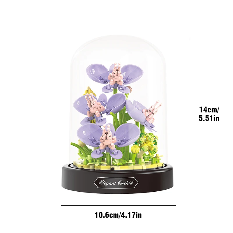 Mini Flower Design Blocks de construção para crianças, DIY Bricks Toys, Bouquet com tampa, micropartículas, menina, Kids Gift