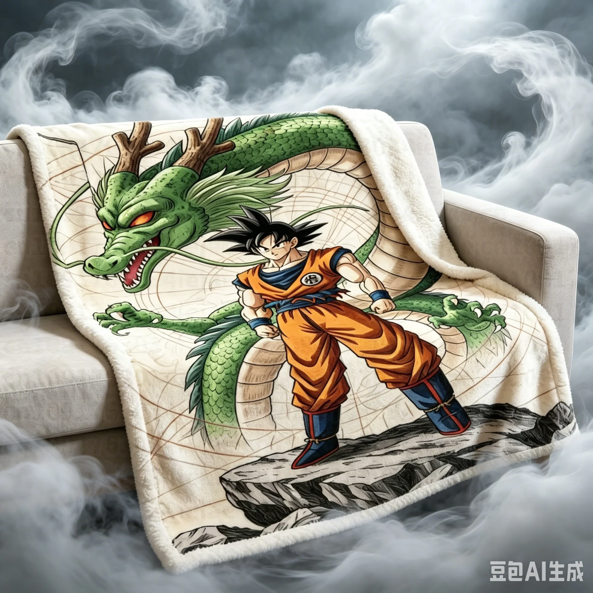 Dragon Ball Saiyan Armor - Флисовое одеяло Dragon Ball Goku Shenron,