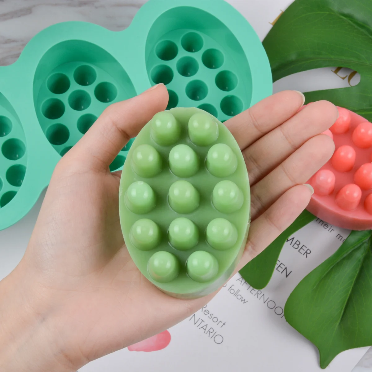 

4 Hole Oval Massage Soap Silicone Mold DIY Multicavity Geometry Round Candle Resin Making Tool Cake Baking Mould Christmas Gift