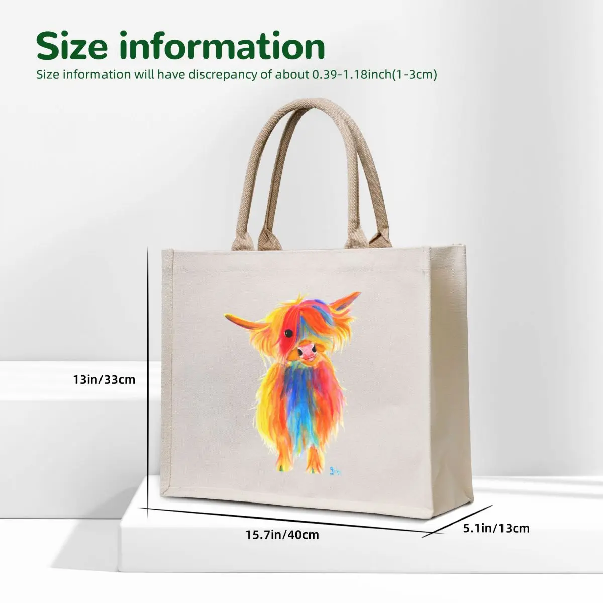 Scottish Highland Cow PRiNT ' ANGEL ' by Shirley MacArthur Tote Bag tote bags men Fabric bag shopping cart bags