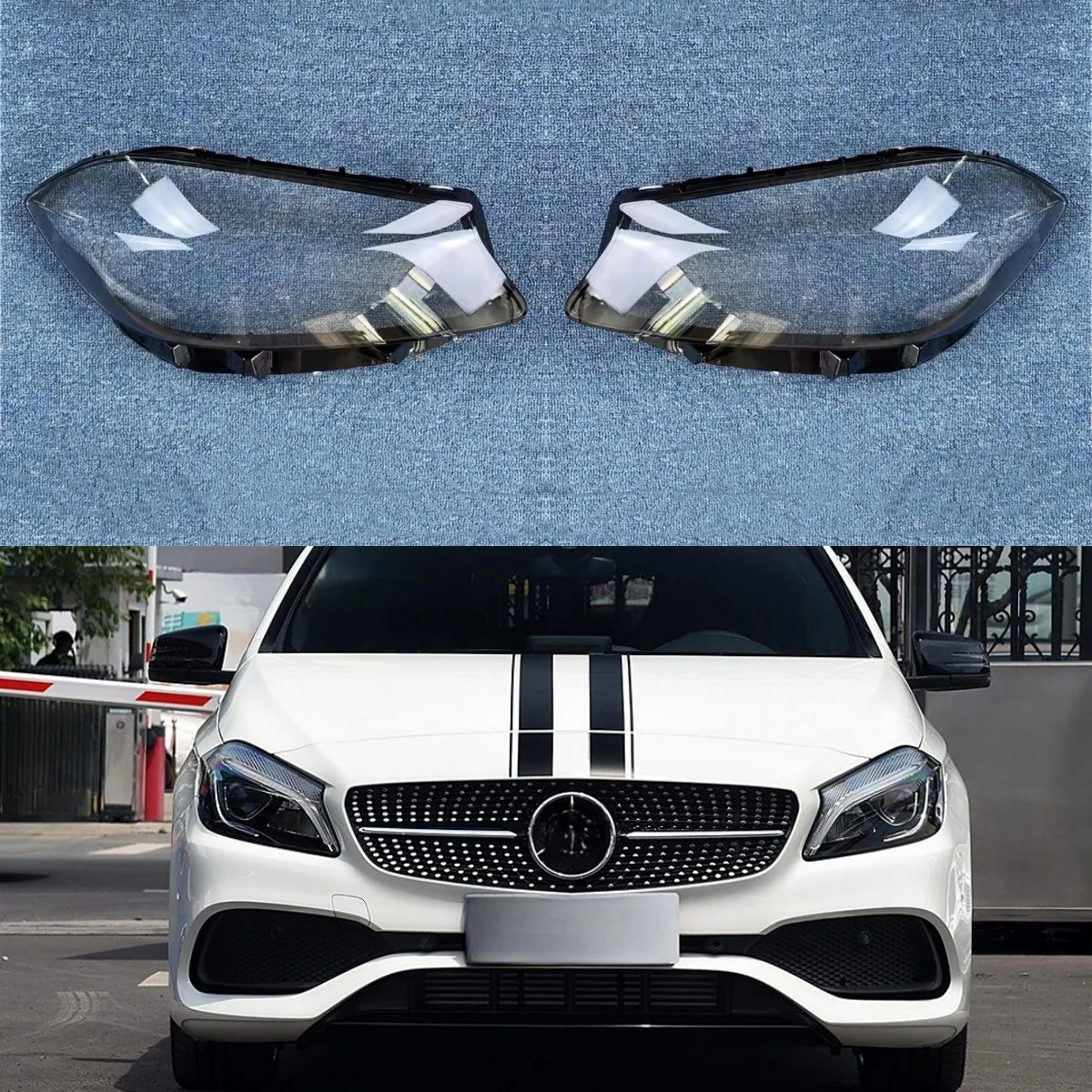 غلاف زجاجي لمصابيح السيارة الأمامية لمرسيدس بنز فئة ، W176 ، PC ، من مادة شفافة #1