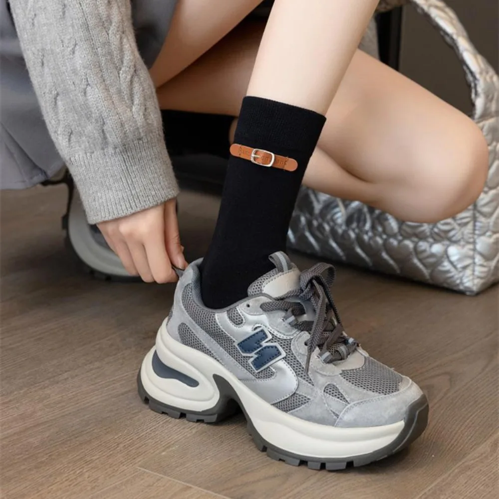 New Breathable Middle Tube Socks Sweat-absorbing YK2 Winter Compression Stocking Casual Belt Buckle Female Hosiery Gift