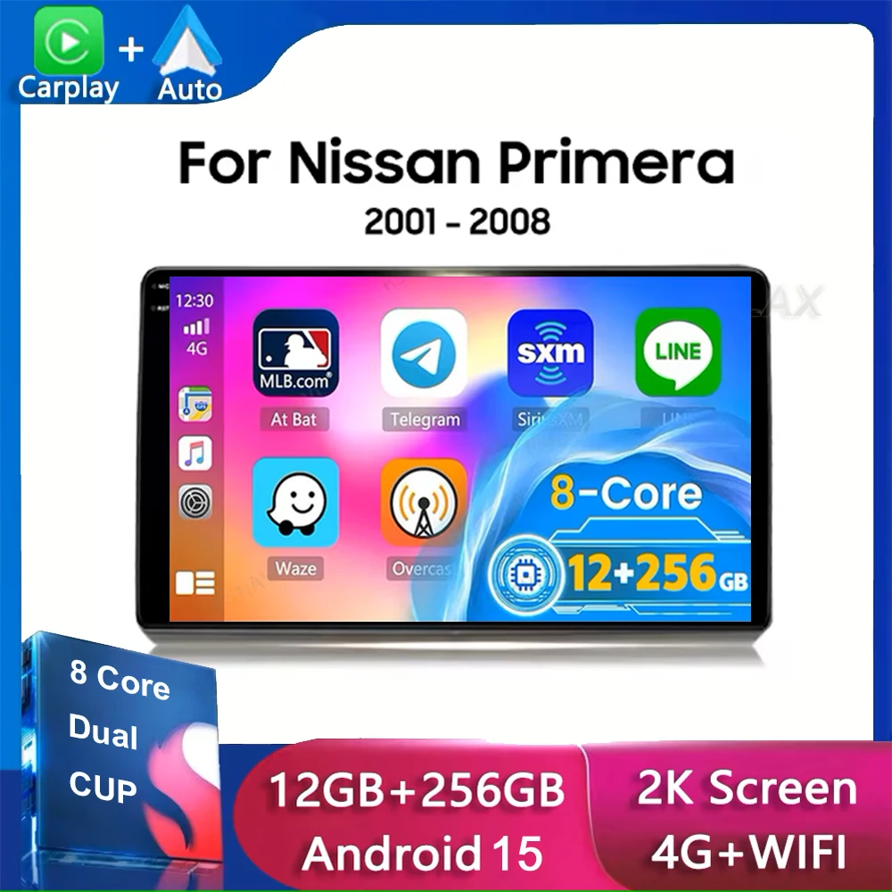 Android 15 para nissan primera 2001 - 2008 jogador de navegação tela do carro rádio automotivo tela multimídia estéreo carplay