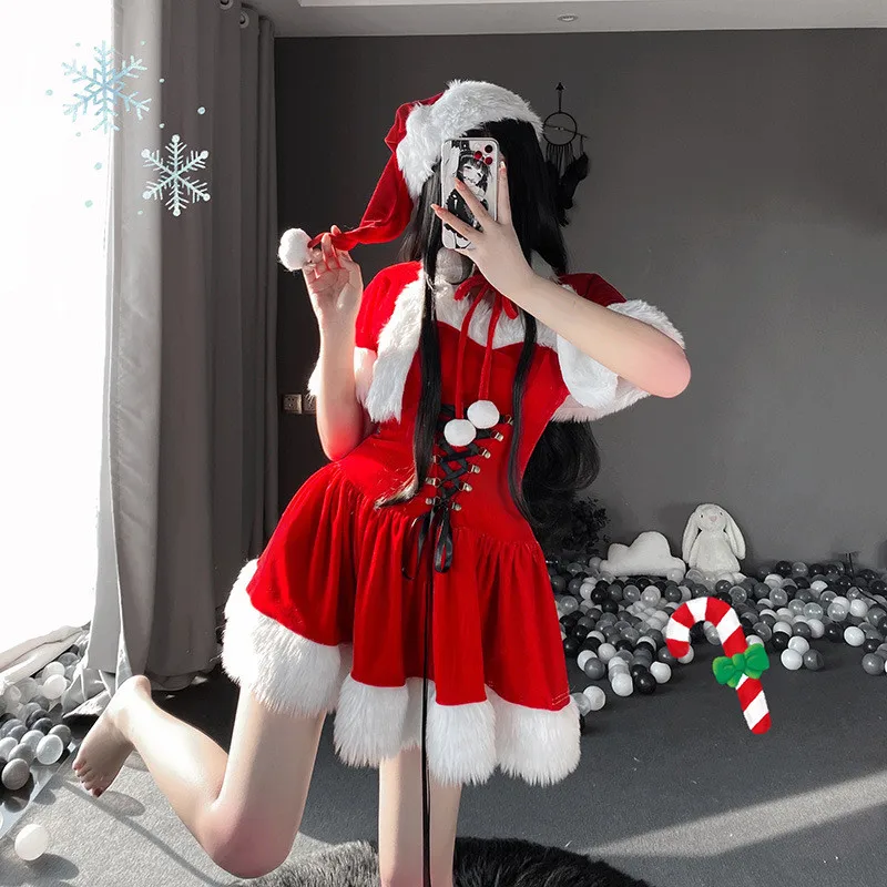 

Adult Women Xmas Santa Claus Christmas Red Dress New Year Cosplay Costumes Role Play Outfit