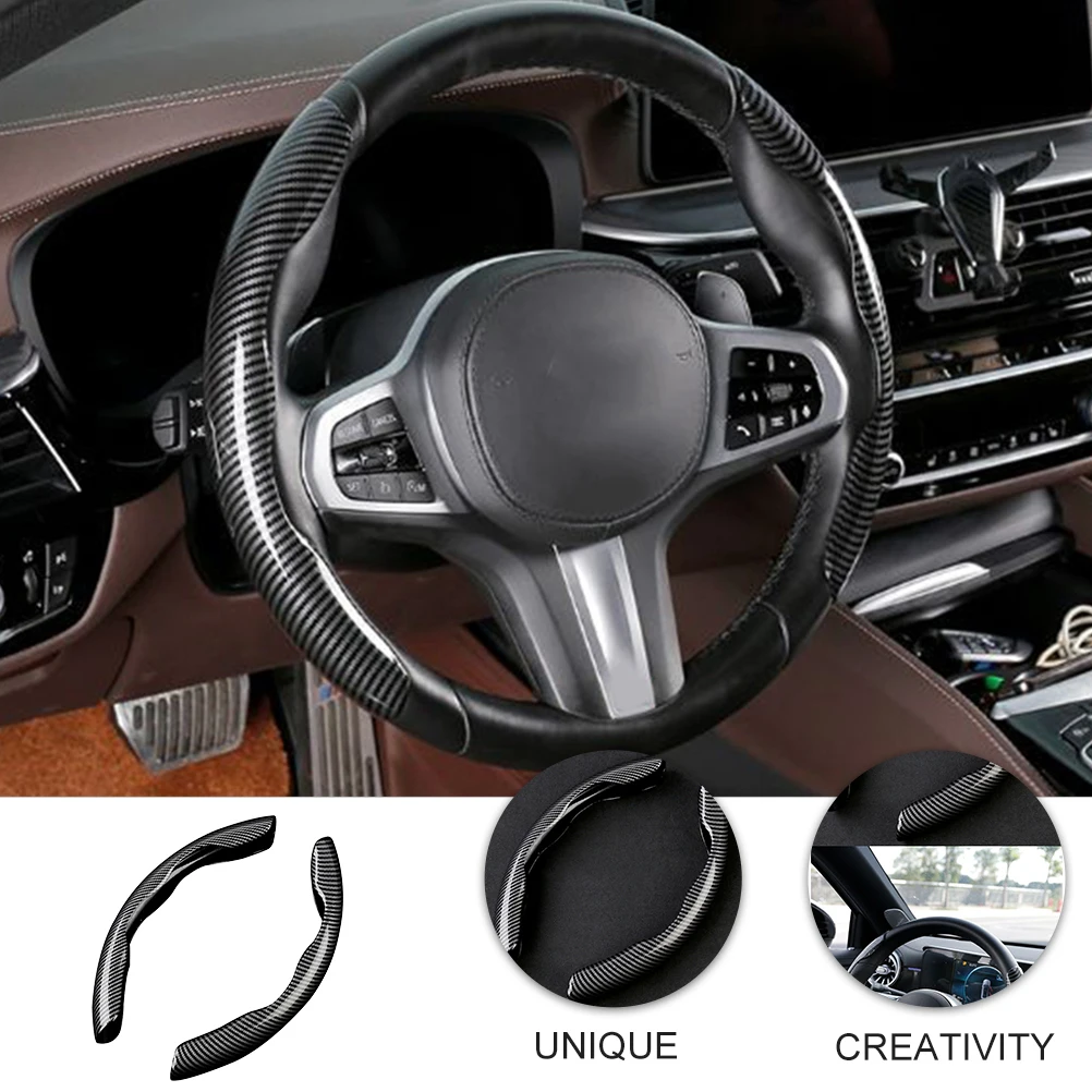 

2pcs Anti Slip Steering Wheel Cover Car Decor ABS Material Scratch Resistant Durable Mini Covers For Business Trips Driving
