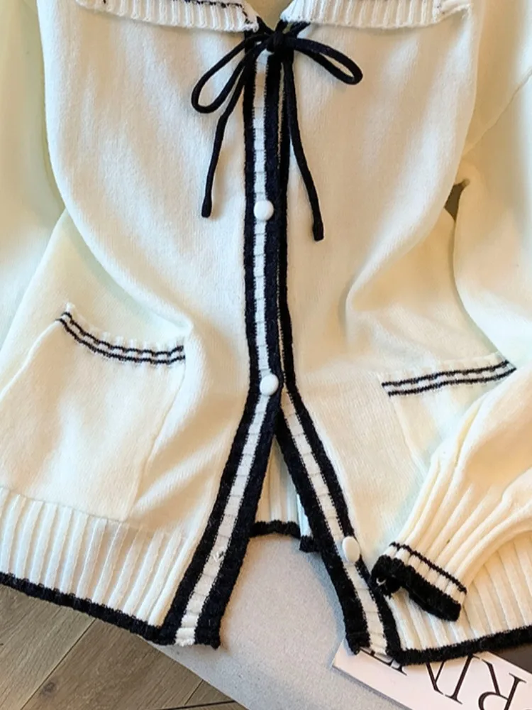 V-ne camisola de malha casaco feminino solto sle emagrecimento outono faion retro faculdade pré-encomenda auto-compra outerwear