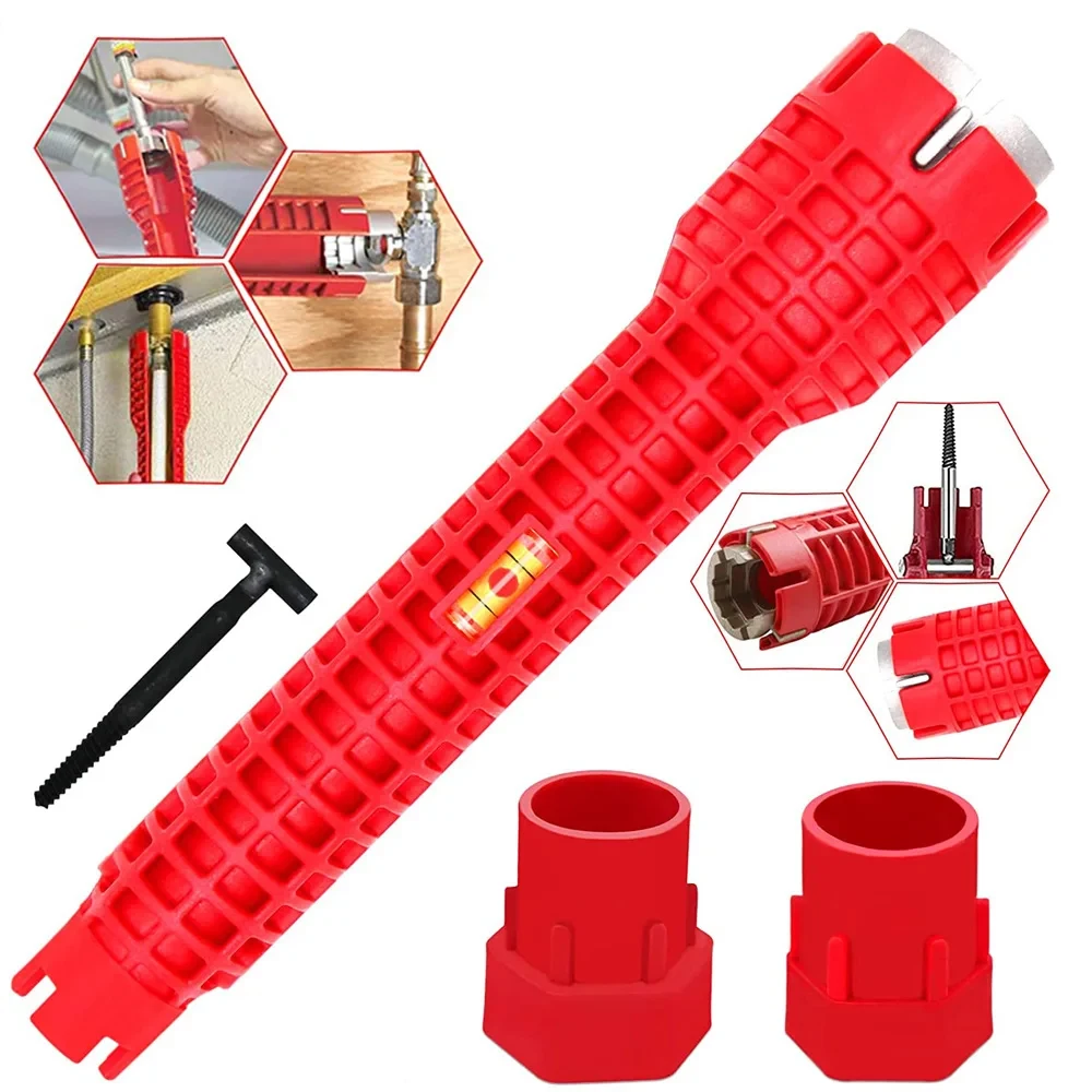 

Red Sink Wrench 14-in-1 Screw Removing Water Heater Water Pipe Socket Wrench Hand Tool Set