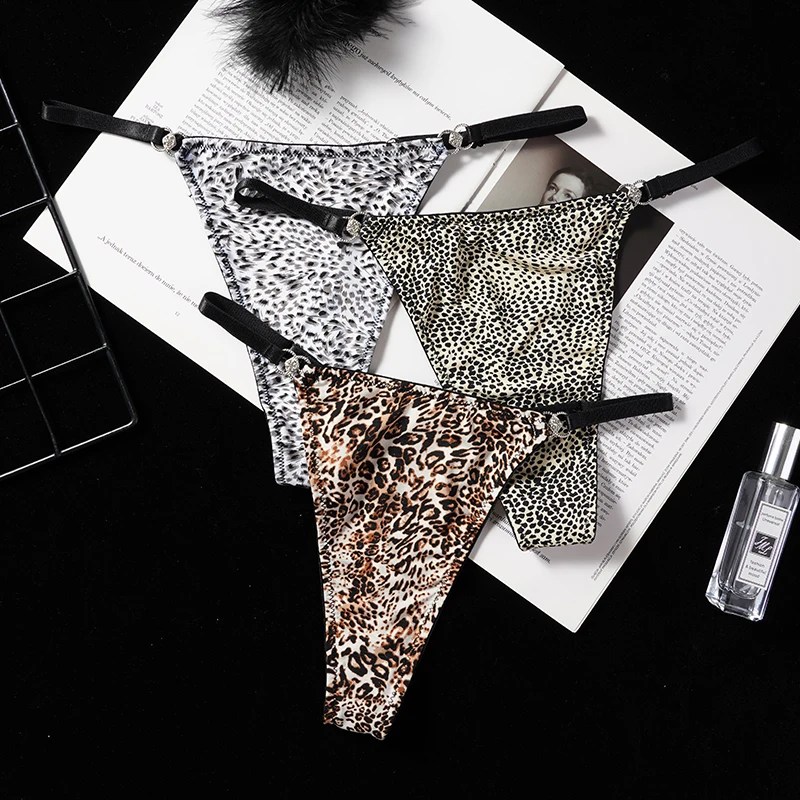 Leopard Sexy Thongs Woman Seamless Adjustable G-String Panties Invisible Adjustable Waist Ladies Lingerie Woman Print Underwear