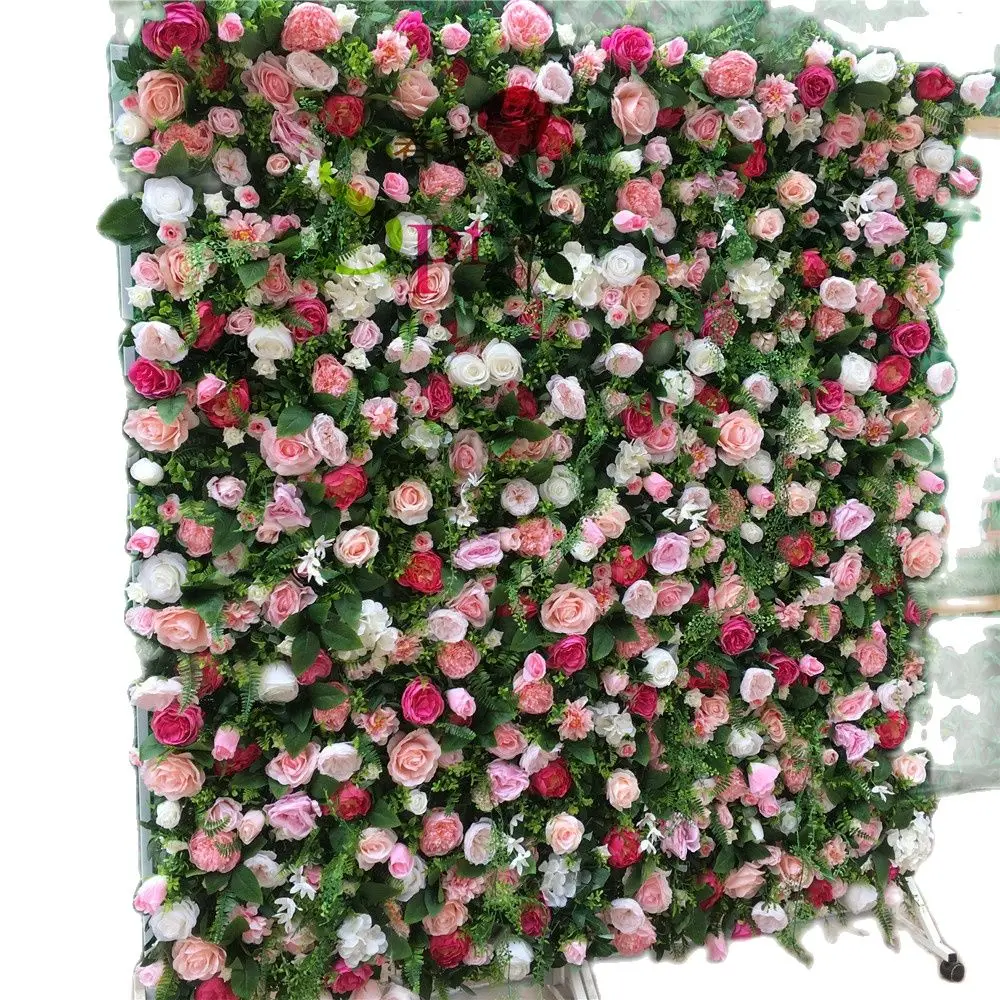 SPR Custom White Pink Wedding Supplies Decoration Rose Hydrangea Backdrop Silk Artificial Decorative Flower Wall Panel