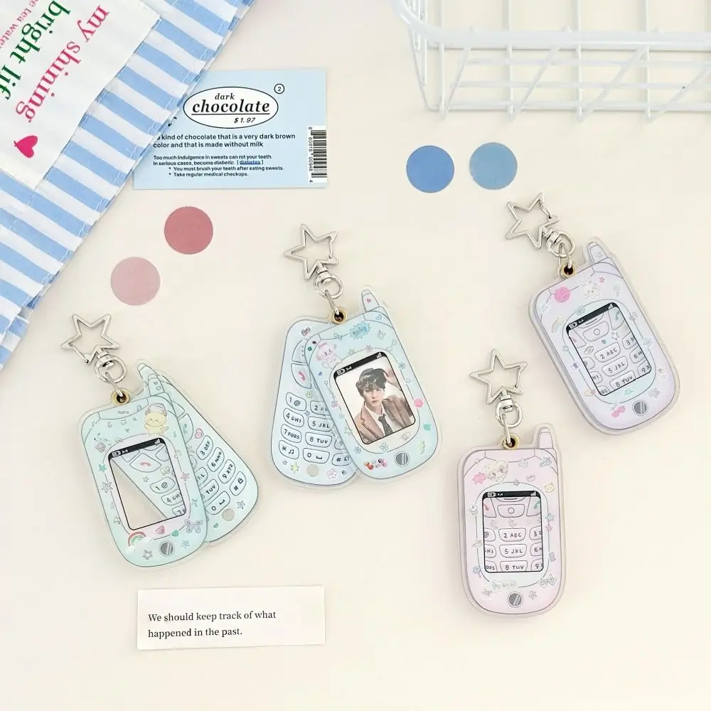 Mini Phone Shape Acrylic Photocard Holder Y2K Acrylic Idol Card Display Protector Photo Frame Kawaii