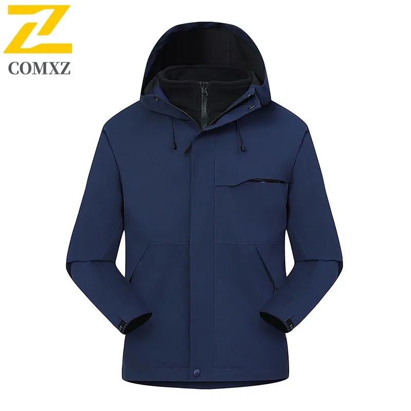 

COMXZ Мужская стеганая куртка Модная с капюшоном для приключений на открытом воздухе Легкое пальто для походов и путешествий Ветрозащитная теплая зимняя одежда