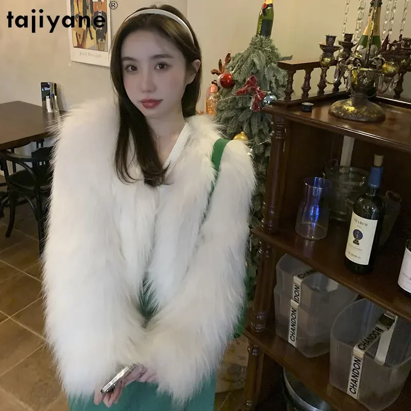 

Tajiyane High Quality Raccoon Fur Coat Women Short Korean Vneck Fur Coats Knitted Fur Jackets Women Outwears Jaqueta Feminina