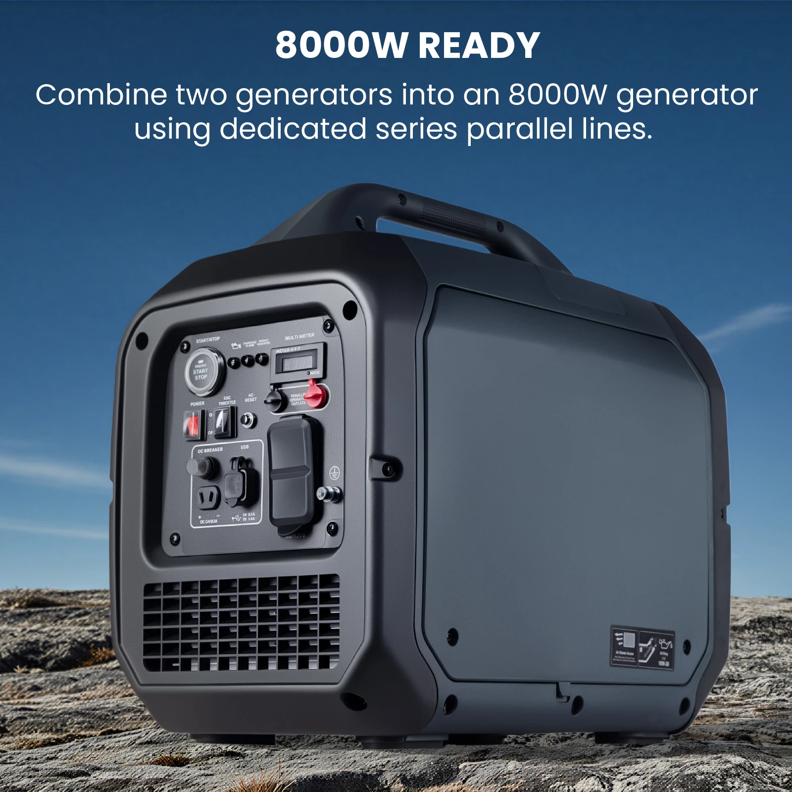 Portable Silent Dual Fuel Air-Cooled 200cc Auto Start Inverter Generator 2000W 48V 50/60Hz Light Weight Series 56dB view 5